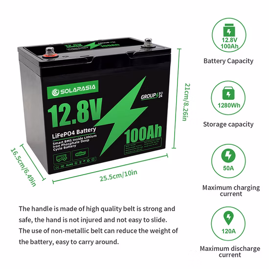 Batterie au lithium LiFePO4 rechargeable au lithium-ion 12V 100ah de haute qualité